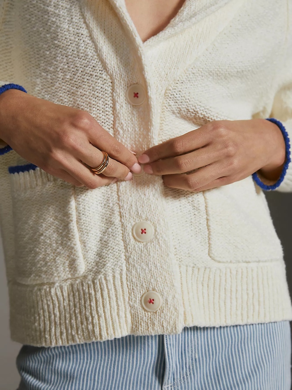 Anthropologie Maeve Lobster Cardigan Sweater Cream Color size Small - Picture 4 of 16